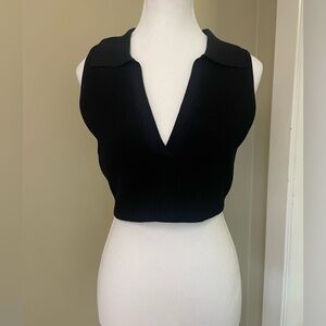 Babaton Black V-Neck Crop Top